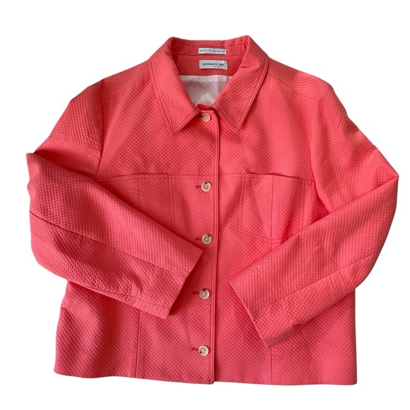 Bernard Zins Jackets & Blazers - VTG Bernard Zins France Blazer Womens Sz 16 Cotton Lined Jacket Orange Coral EUC